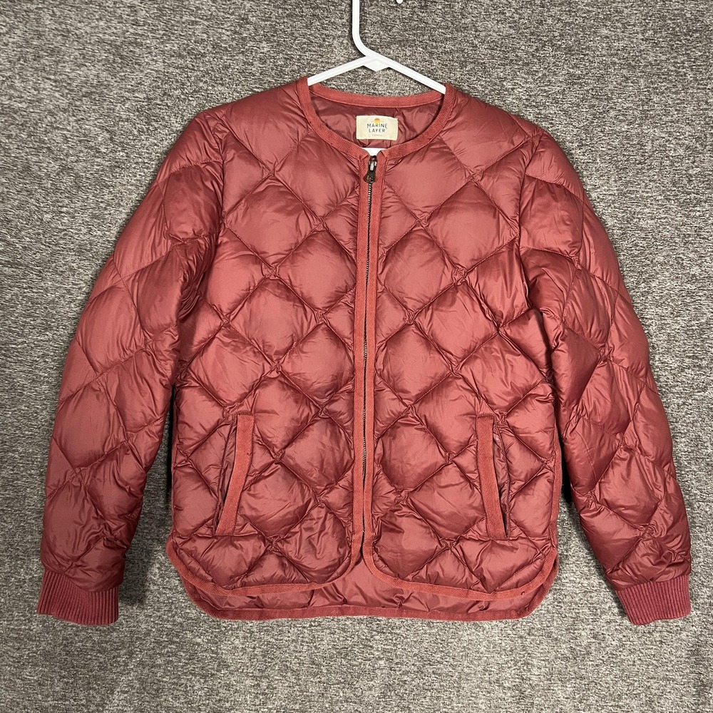 Marine Layer Jacket Mens XS Red Quilted‎ Down Puffer Lightweight Casual Coat